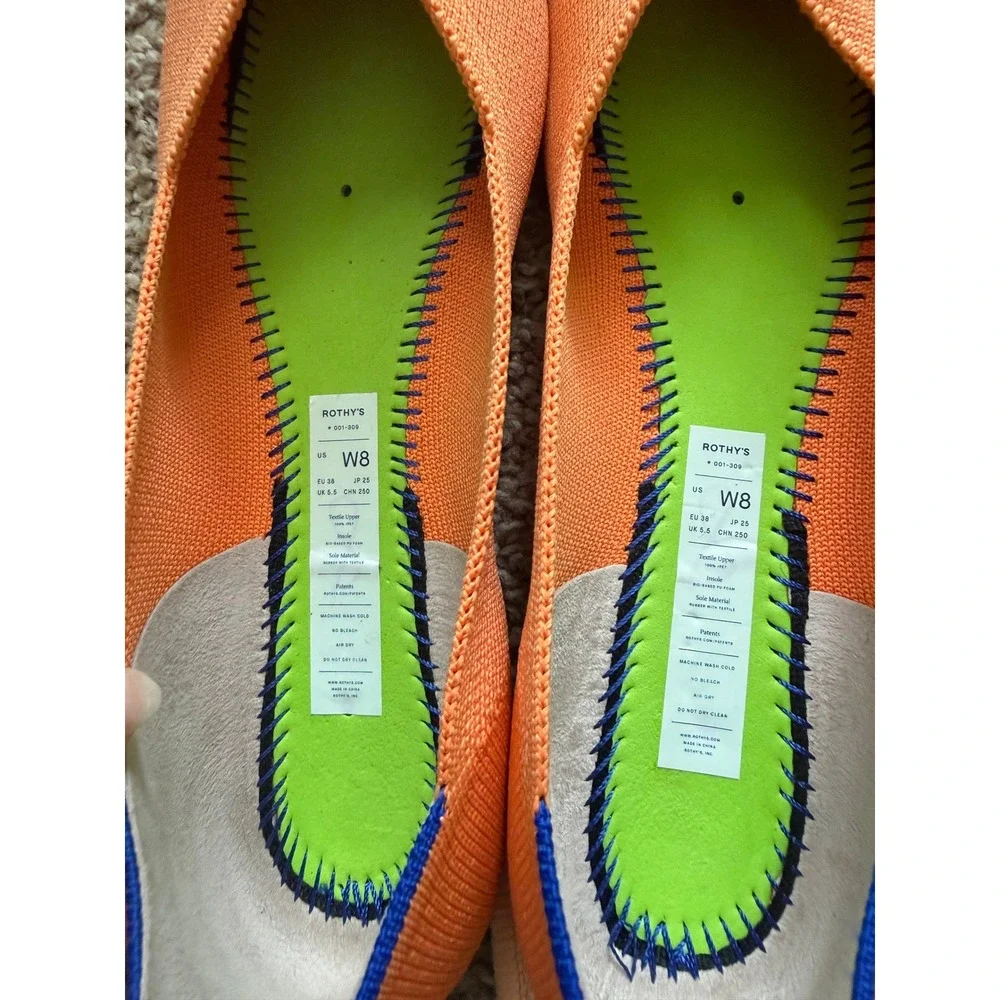 Rothy's Women's The Flat Tangerine Orange Round Toe Slip On Flats Size 8 Preppy